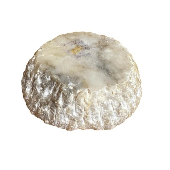 Vintage Italian Beige Alabaster Ashtray Hand Carved Round Heavy Raw Cut Stone - Picture 3 of 9